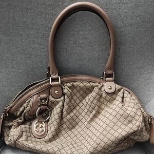 Gucci Diamante Tan Quilted Shoulder Bag with Metal Hardware